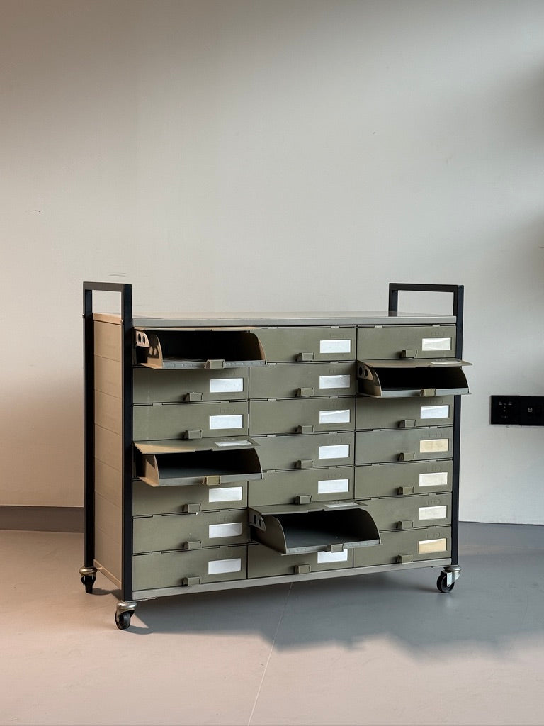 vintage organizer drawer set on wheels