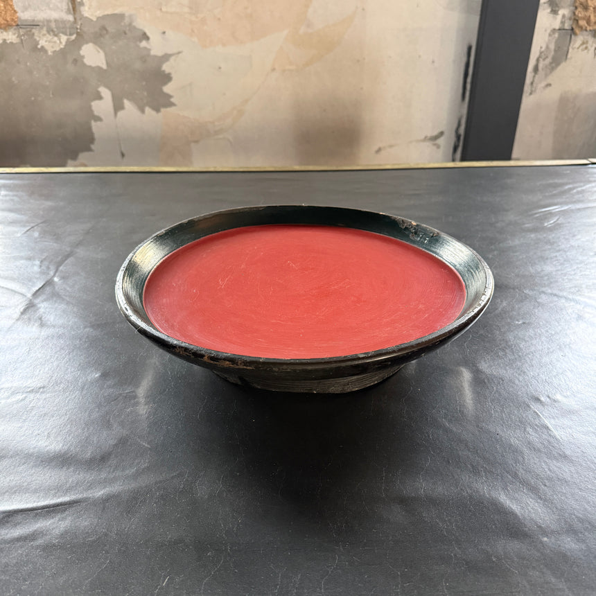 붉은 옻칠 원형 쟁반 38cm red wooden tray
