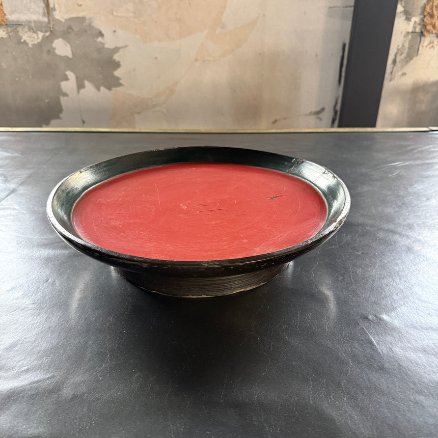 붉은 옻칠 원형 쟁반 38cm red wooden tray