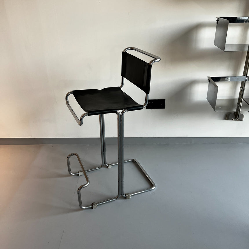 Tall leather vintage stool