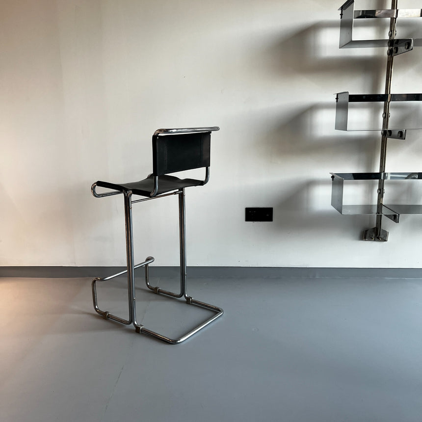 Tall leather vintage stool