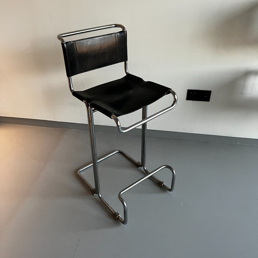 Tall leather vintage stool